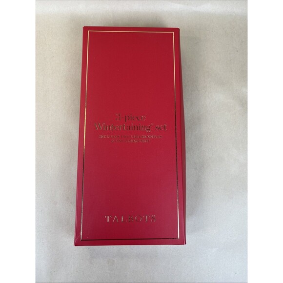 Talbots 3 Pc Cheeseknives and Corkscrew Wintertaining Set New Bamboo Style Gift - Picture 3 of 4